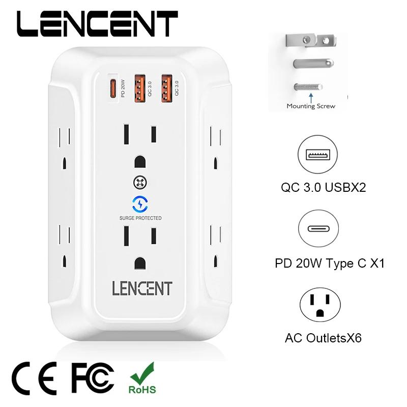 LENCENT ̱   ͽٴ 6 AC ܼƮ 2 USB QC 3.0   1 PD 20W Ʈ    ȣ Ȩ